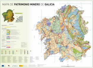 Figura 5.  Anverso del Mapa de Patrimonio Minero de Galicia (Ferrero Arias et al., 2012).