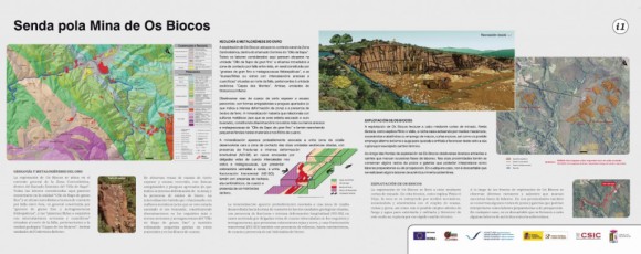 Figura 14. Aspecto general de uno de los paneles informativos colocado en el itinerario de la mina Os Biocos (IGME-CSIC).