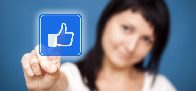 Woman clicking like button. She Likes it!